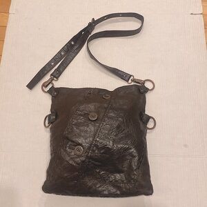 Matt & Nat Chocolate Brown Button Detail Crossbody Bag/Purse Messenger style